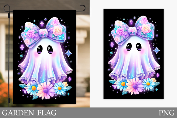 Cute Ghost Garden Flag. Cute Halloween Garden Flag Design