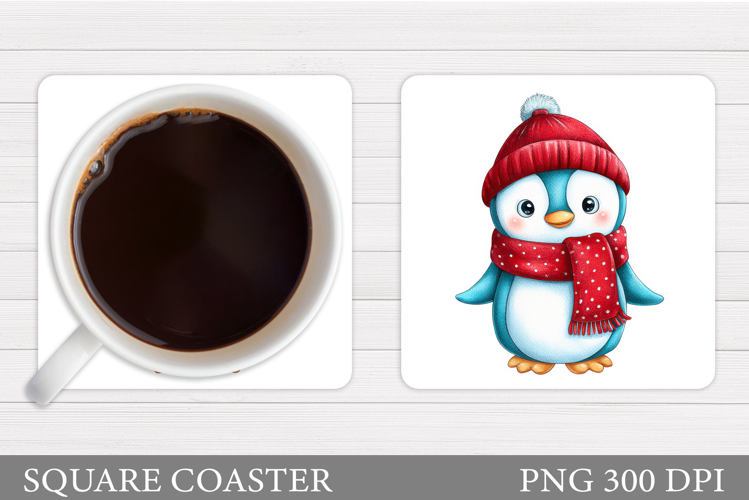 Christmas Penguin Coaster. Christmas Coaster Design