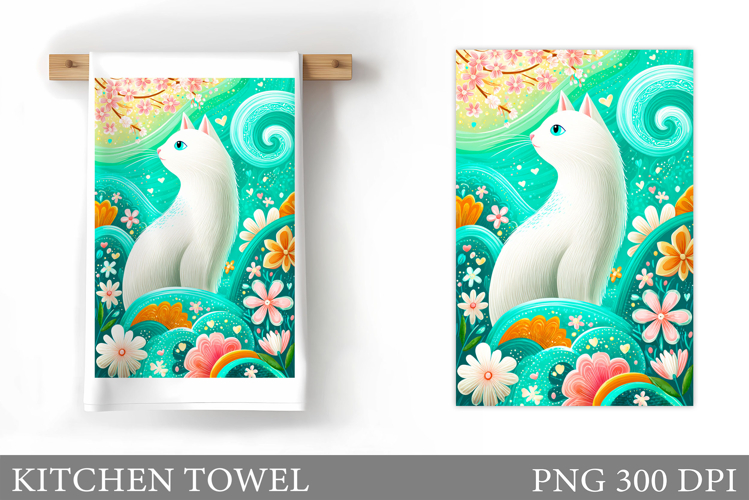 Cute Cat Kitchen Towel Design. Cute Cat Sublimation