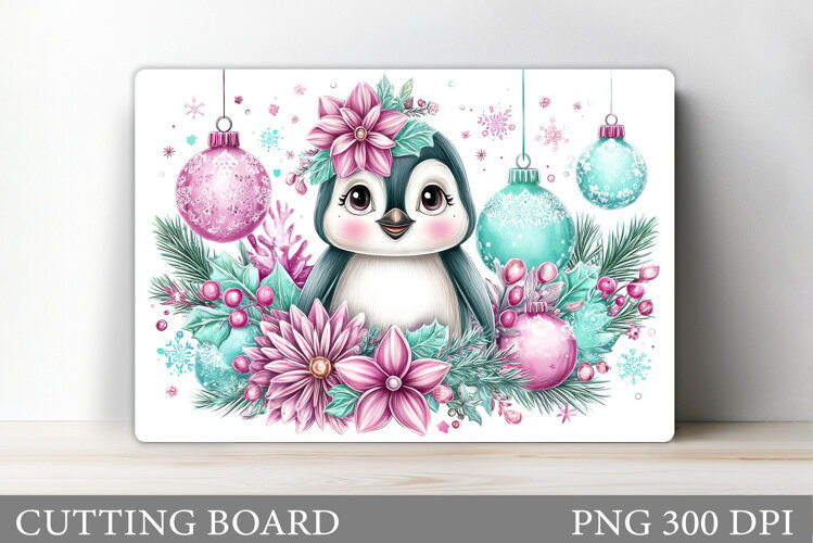 Cute Penguin Cutting Board. Christmas Cutting Board Design example image 1