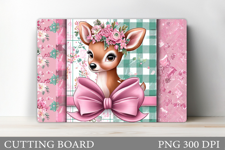 Cute Deer Cutting Board Sublimation. Christmas Cutting Board