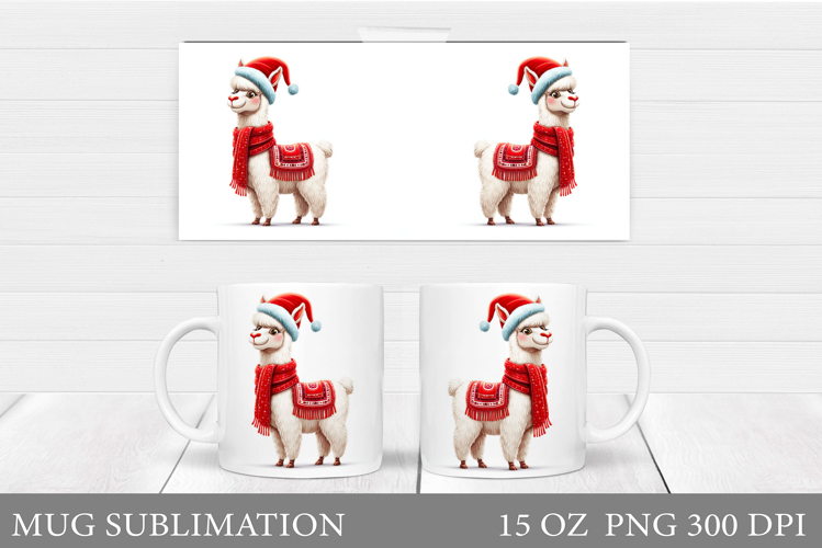 Christmas Lama Mug Design. Christmas Mug Sublimation
