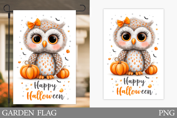 Halloween Owl Garden Flag. Halloween Garden Flag Design