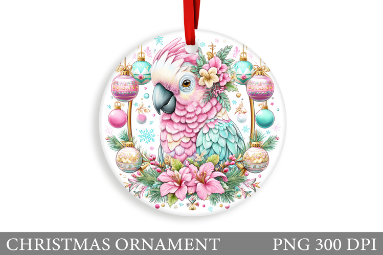 Cute Parrot Christmas Ornament. Christmas Sublimation