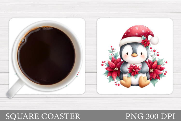 Christmas Penguin Coaster. Christmas Coaster Sublimation
