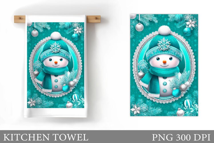 Snowman Kitchen Towel Design. Christmas Kitchen Towel example image 1