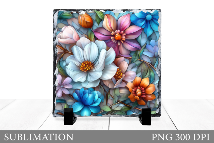 Flowers Slate Sublimation. Floral Sublimation