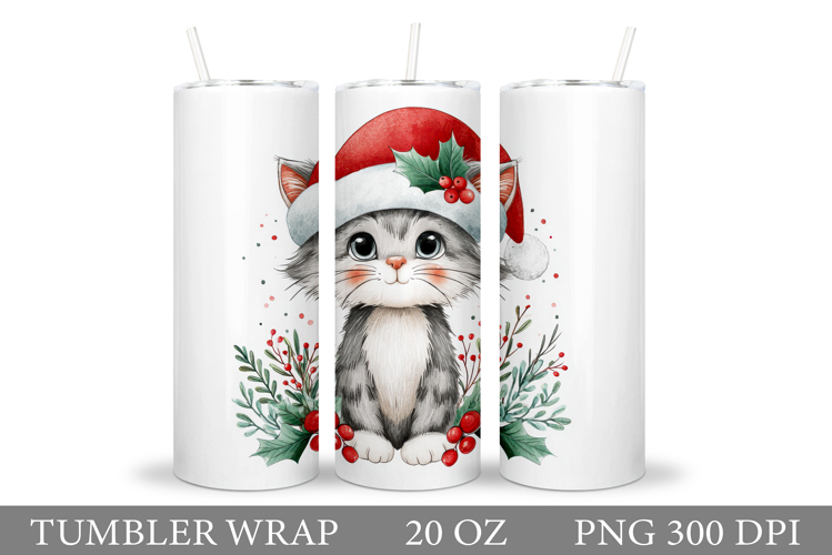 Christmas Cat Tumbler Design. Christmas Tumbler Sublimation