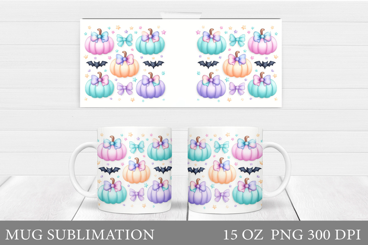 Pumpkin Mug Wrap Design. Halloween Mug Sublimation