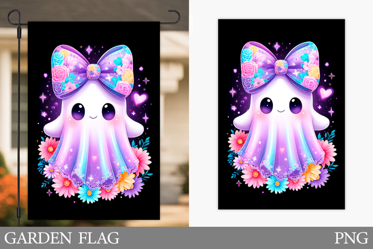 Cute Ghost Garden Flag. Cute Halloween Garden Flag Design