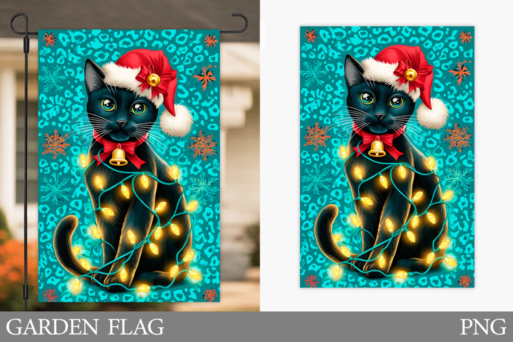 Christmas Cat Garden Flag. Christmas Garden Flag Design