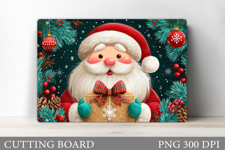 Santa Claus Cutting Board. Christmas Cutting Board example image 1