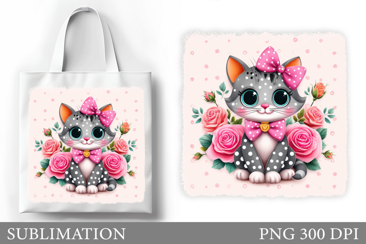 Cute Cat Sublimation. Cute Cat Tote Bag Sublimation