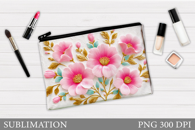 Flowers Makeup Bag Design. Floral Makeup Pouch Sublimation