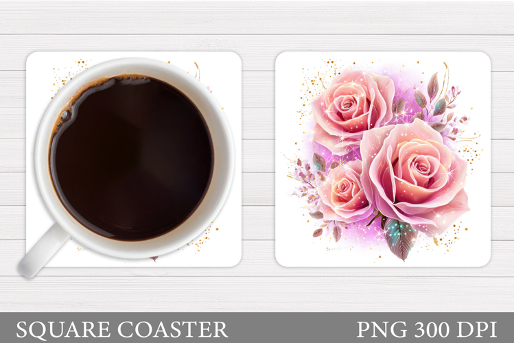 Roses Coaster Design. Flowers Coaster Sublimation