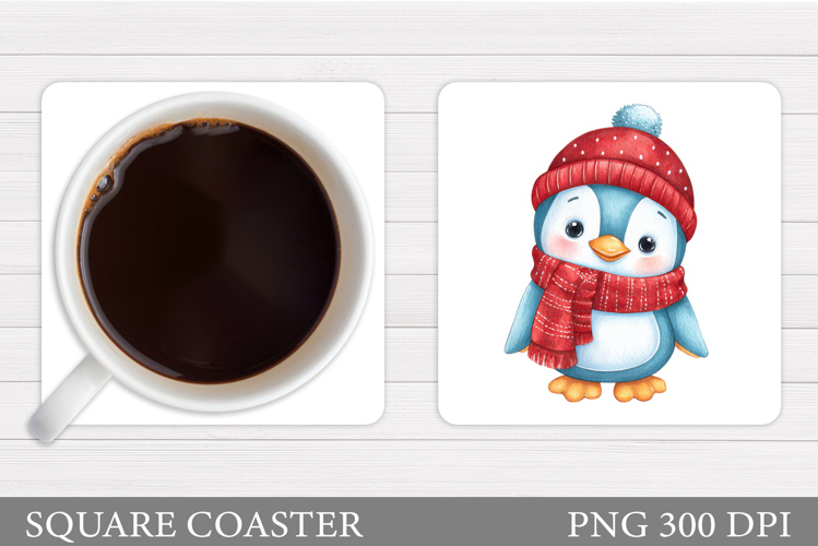 Christmas Penguin Coaster. Christmas Coaster Design