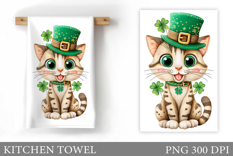 St Patrick Cat Kitchen Towel. St Patrick Kitchen Towel