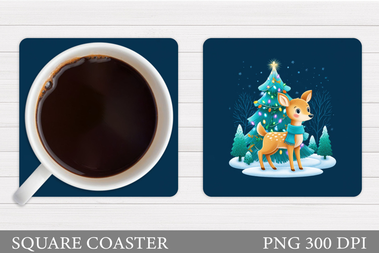 Christmas Deer Coaster Design. Christmas Coaster Sublimation