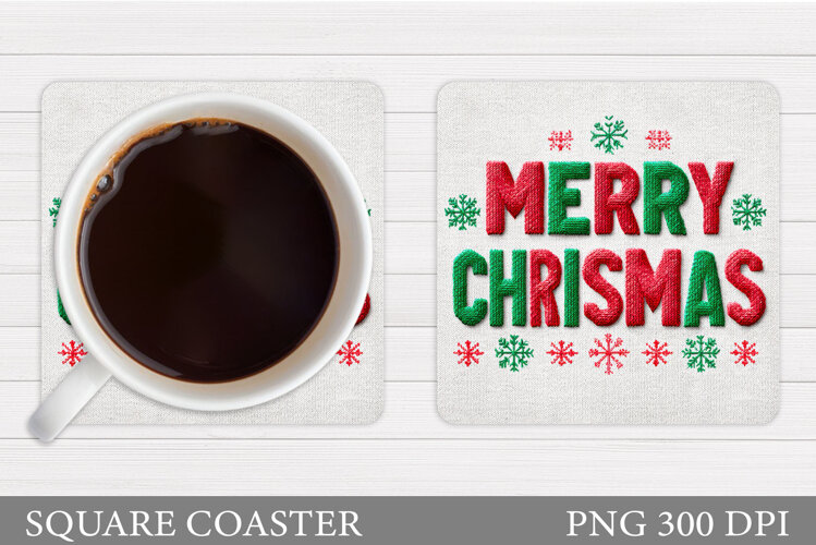 Merry Christmas Coaster. Christmas Coaster Sublimation example image 1