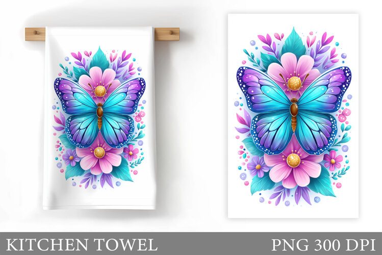 Butterfly Kitchen Towel Design. Butterfly Sublimation example image 1