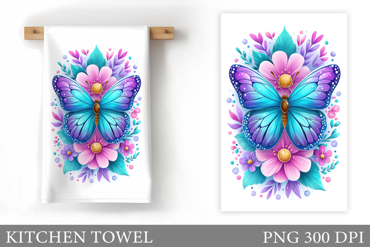 Butterfly Kitchen Towel Design. Butterfly Sublimation