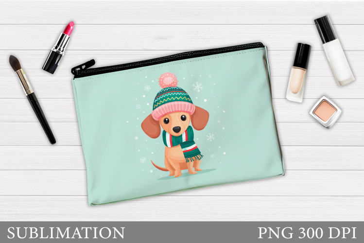 Christmas Dog Makeup Bag. Christmas Cosmetics Bag Design