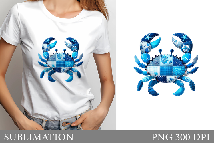 Patchwork Crab T-Shirt Design. Patchwork Crab Sublimation