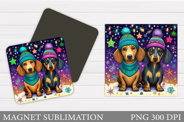 Christmas Dachshund Magnet. Christmas Magnet Sublimation example image 1