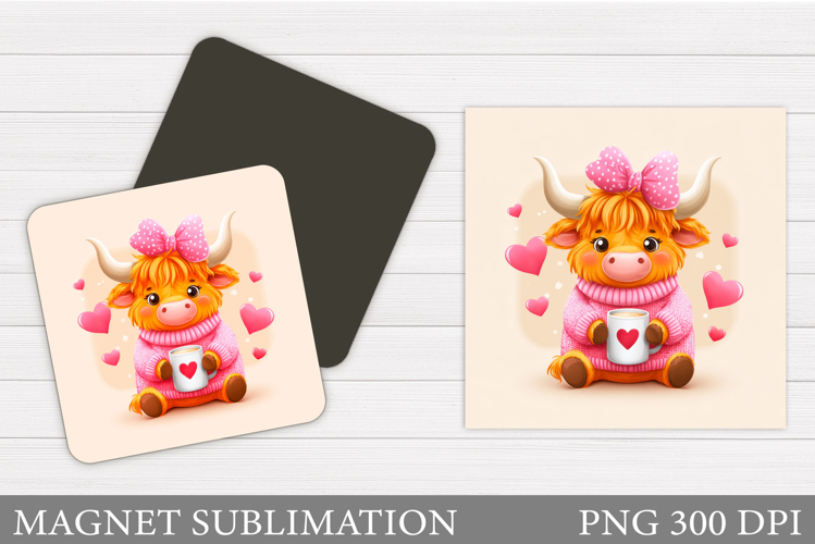 Valentines Cow Magnet. Valentines Magnet Sublimation