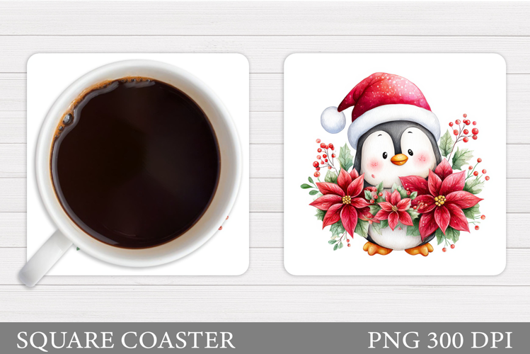 Christmas Penguin Coaster. Christmas Coaster Sublimation