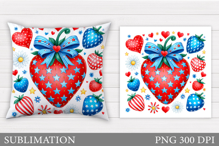 Strawberry Pillow Design. Strawberry Sublimation