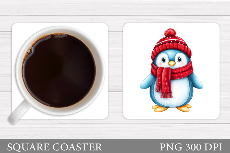 Christmas Penguin Coaster. Christmas Coaster Design