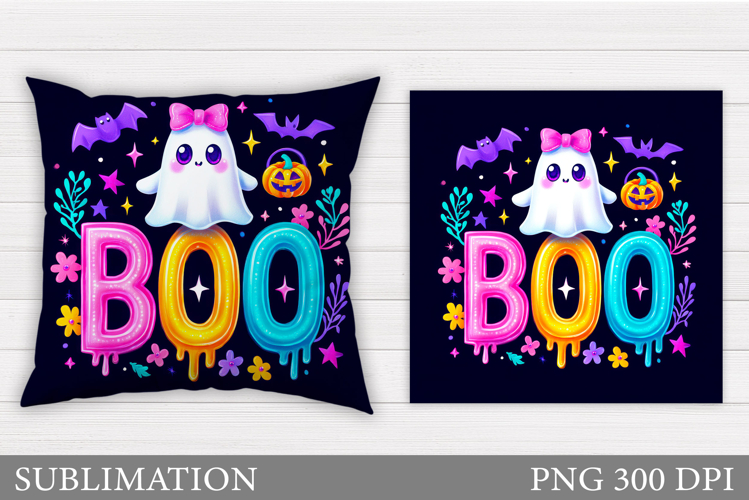 Boo Pillow Design. Halloween Pillow Sublimation example image 1