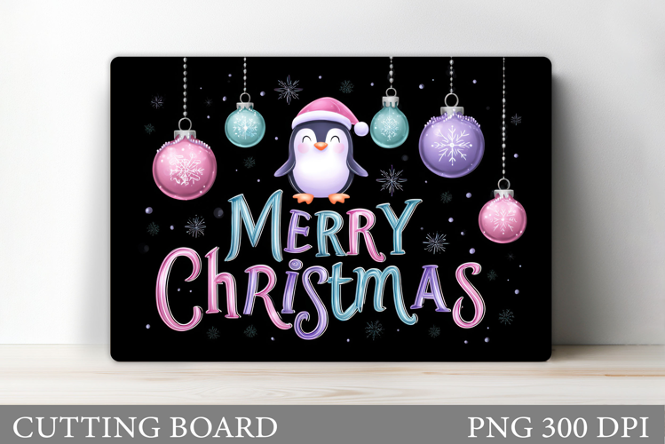 Merry Christmas Cutting Board. Penguin Cutting Board Design