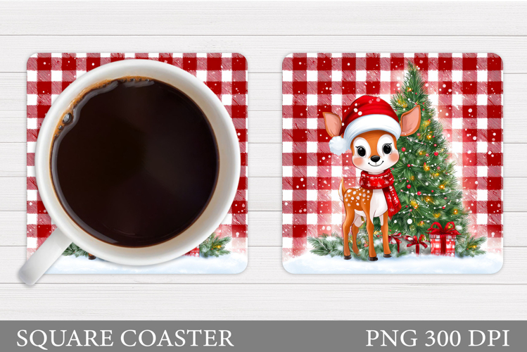 Christmas Deer Coaster Design. Christmas Coaster Sublimation