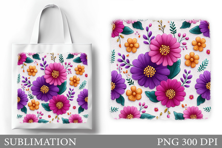 Flowers Tote Bag Design. Floral Tote Bag Sublimation