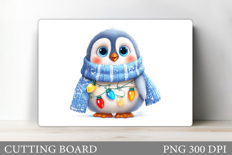 Cute Penguin Cutting Board. Christmas Cutting Board Design example image 1