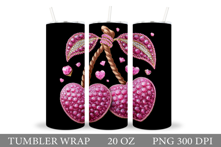 Heart Cherry Tumbler. Valentines Tumbler Sublimation