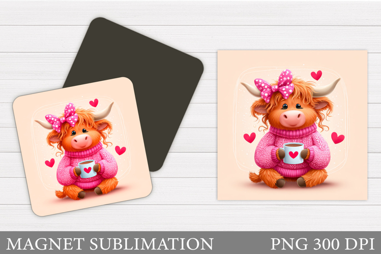 Valentines Cow Magnet. Valentines Magnet Sublimation