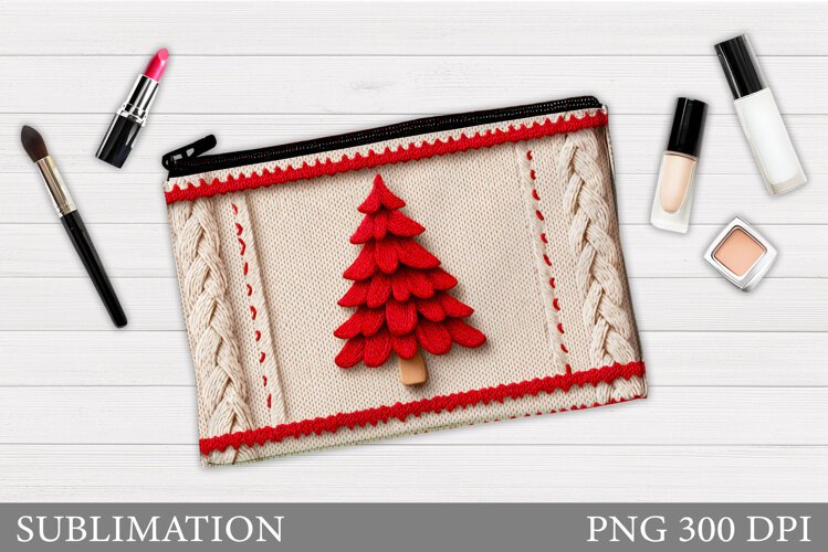 Christmas Cosmetics Bag. Christmas Tree Makeup Bag Design example image 1