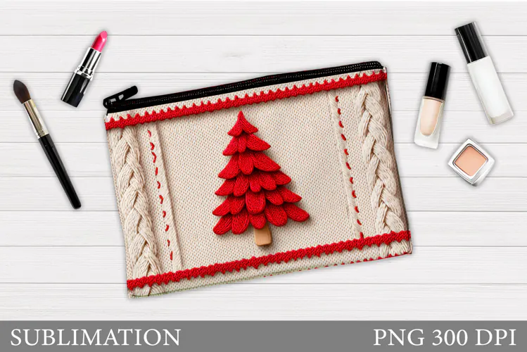 Christmas Cosmetics Bag. Christmas Tree Makeup Bag Design