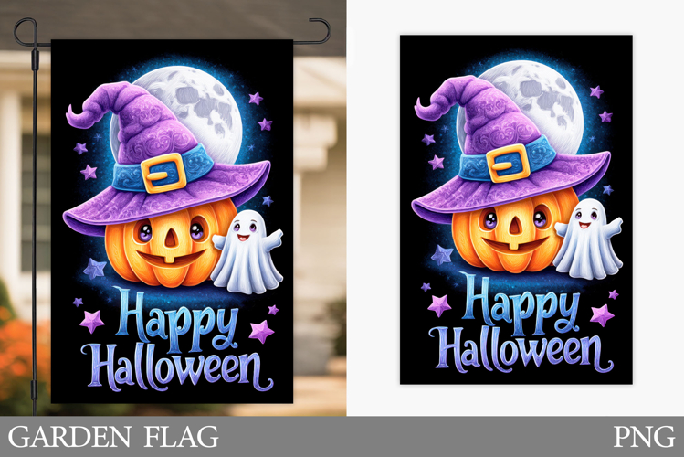 Halloween Pumpkin Garden Flag. Ghost Garden Flag Design
