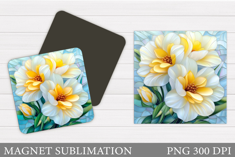 Flowers Square Magnet Design. Flowers Magnet Sublimation