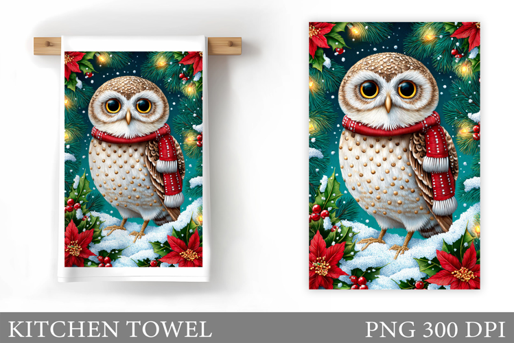 Christmas Owl Kitchen Towel. Christmas Owl Kitchen Towel