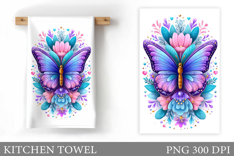 Butterfly Kitchen Towel Design. Butterfly Sublimation example image 1