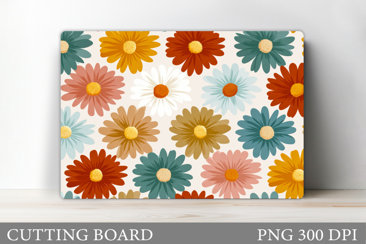 Daisy Flowers Cutting Board. Floral Kitchen Cutting Design