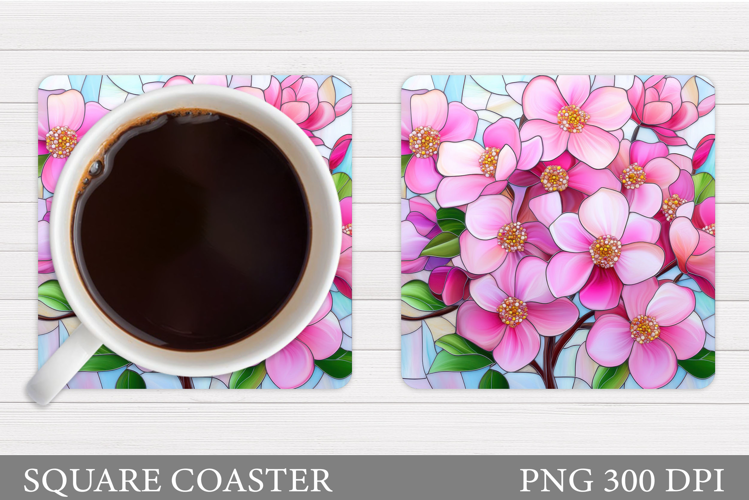Flowers Coaster Sublimation. Floral Coaster Design