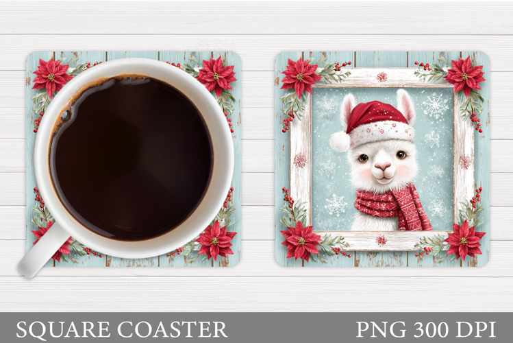 Christmas Lama Coaster Design. Christmas Coaster Sublimation