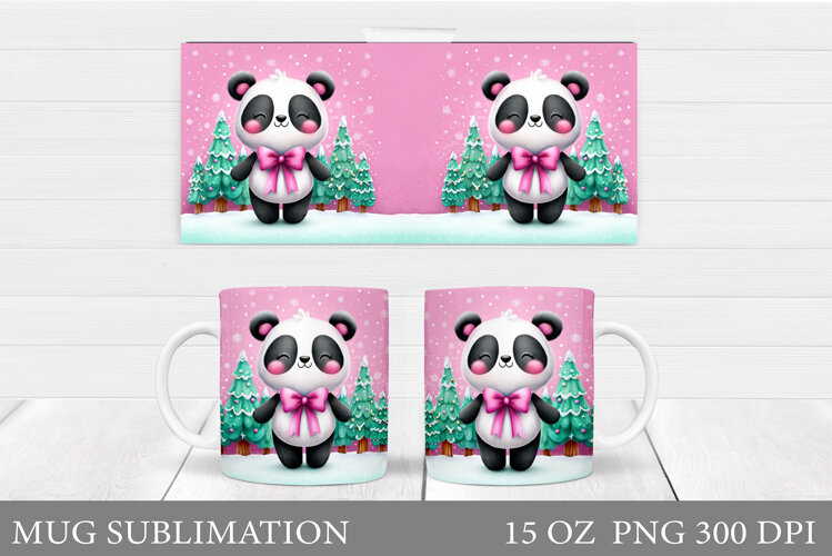 Christmas Panda Mug Design. Christmas Mug Sublimation example image 1