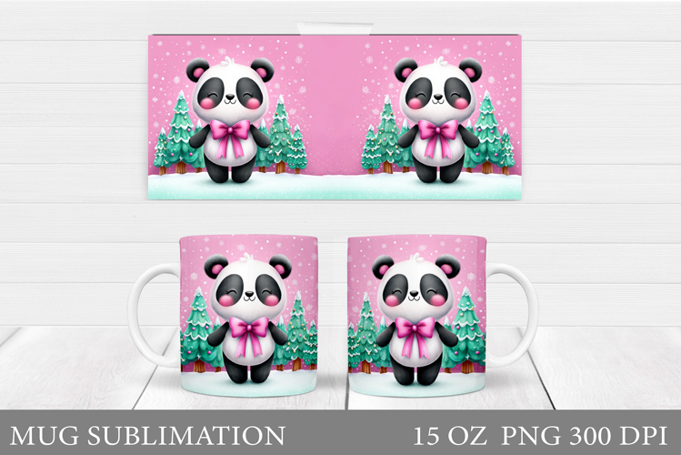 Christmas Panda Mug Design. Christmas Mug Sublimation